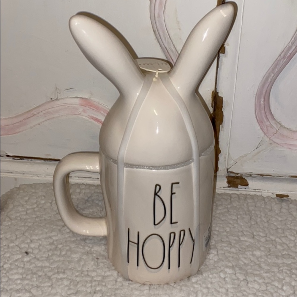 Rae Dunn DON’T WORRY BE HOPPY Bunny Topper Mug - Picture 2 of 3
